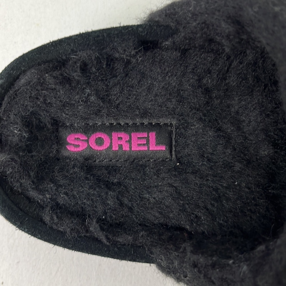 NWOB Sorel Youth Black Iridescent Suede Nakiska II Slide Slipper Size Big Kid 3 - Picture 3 of 4